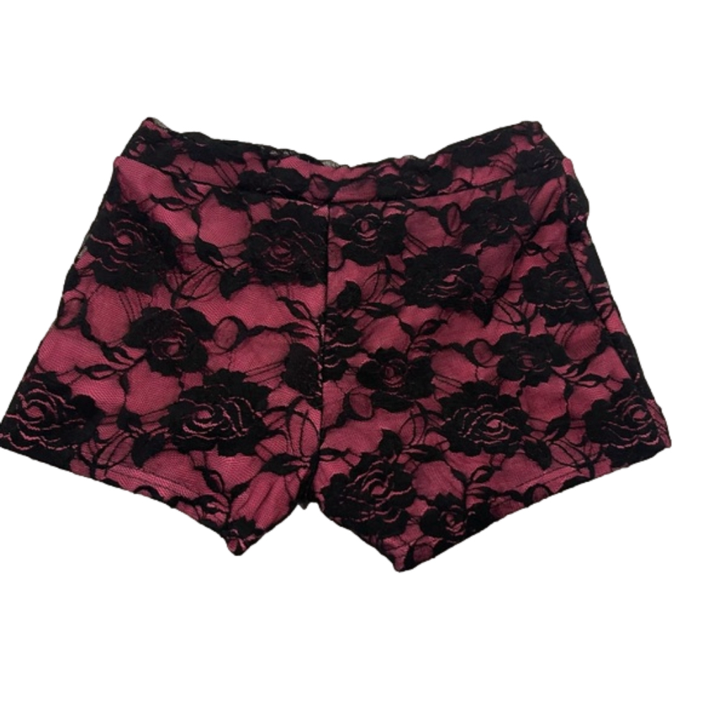 Kids Pink and Black Lace Shorts
